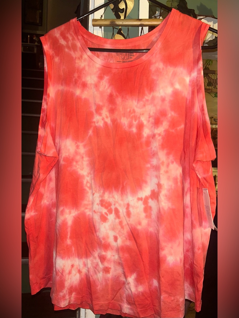 Pink tie-dye tank top